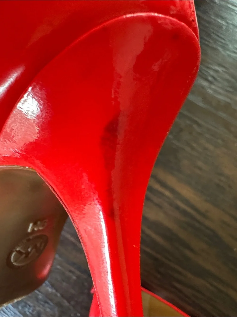 Michael Kors Orangy Red Patent Pointed-Toe Statement Heels
